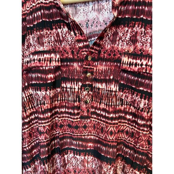 Cocomo Women's Pullover Flowy Blouse XL Roll Tab Sleeves Multicolor Top Career - Picture 4 of 8